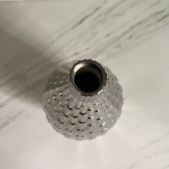 CB2 Geometric Silver Metallic Tall Vase Home Decor Accent - Picture 4 of 10